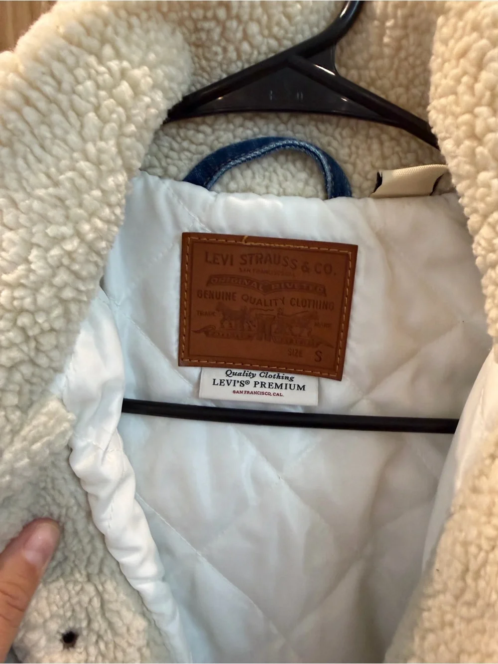 Levi's Woman’s Sherpa Denim-Trim Jacket in Cream